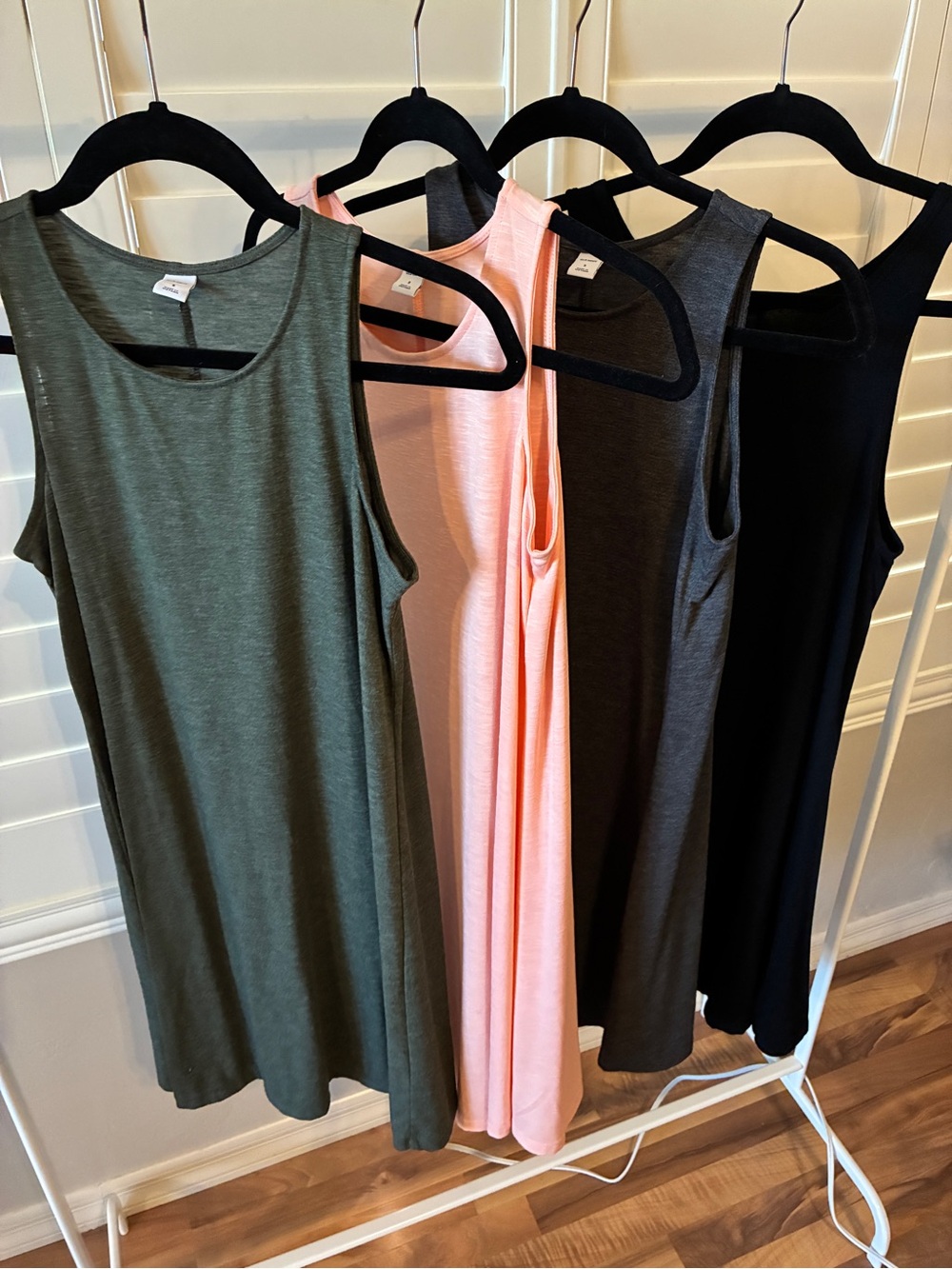 Old Navy & Target Scoop Neck Tank Dress - Olive, Peach/Pink, Charcoal, and Black